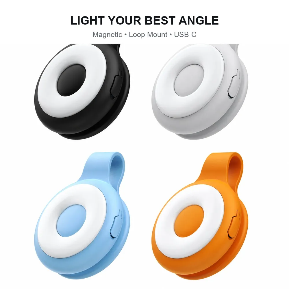 Portable LED Selfie Fill Light Magnetic Clip 5 Lighting Settings Warm Cool USB C Lamp for Phone Laptop Live Streaming