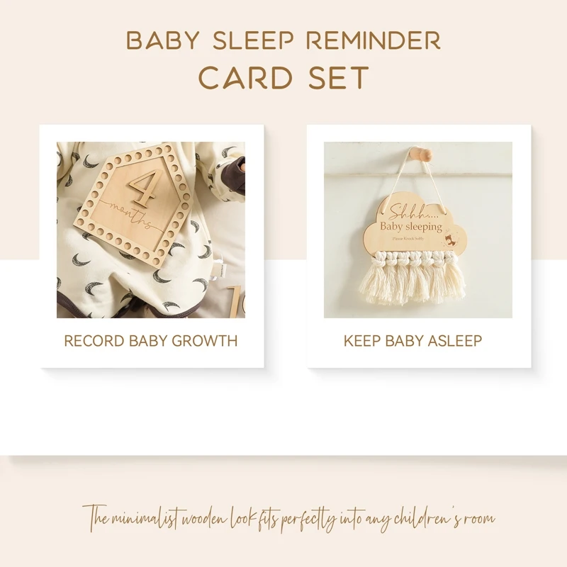 Wooden Baby Milestone Card Newborn Monthly Growth Tassel Cards Baby Birth Commemorative Cards Photography Props Accessories Gift