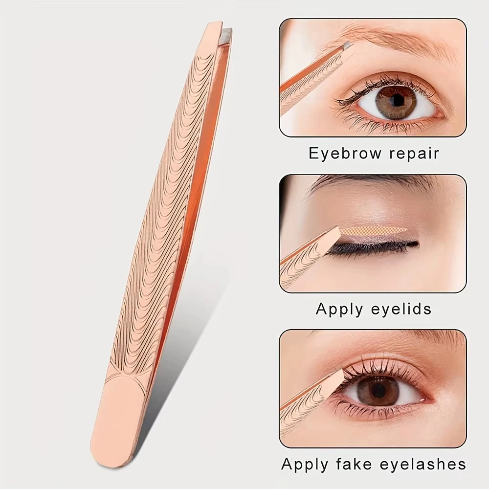 Pinzette professionali per tagliare le sopracciglia, spiumarelli in acciaio inossidabile per barba, ciglia e sopracciglia, adatte per il viso Mak