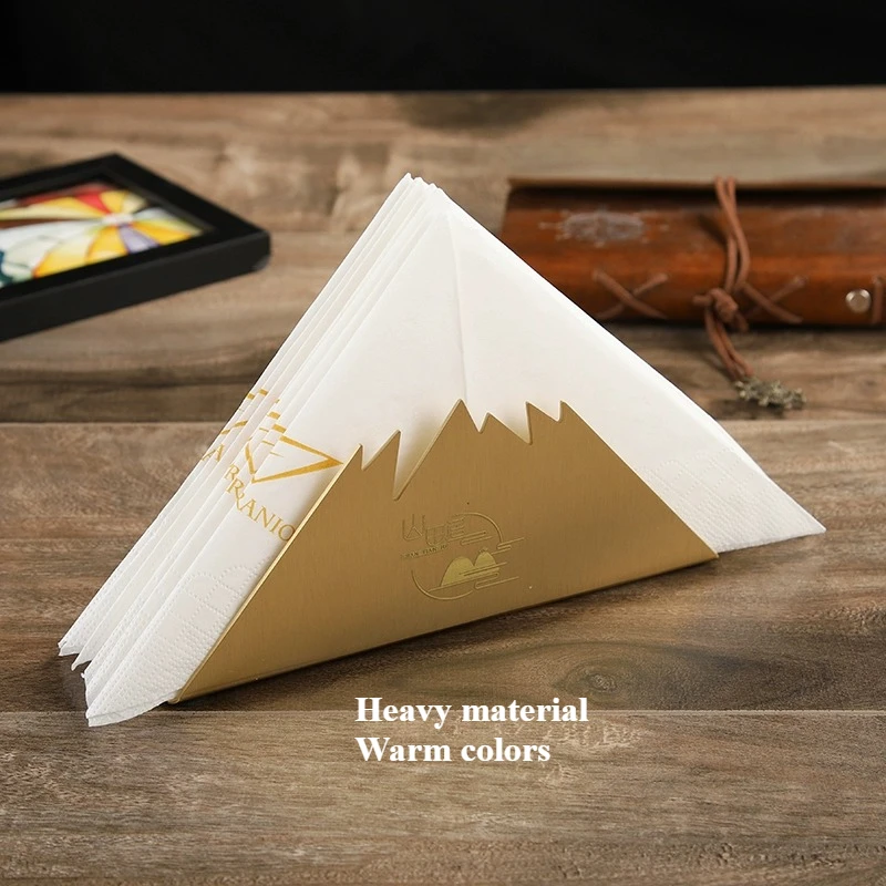 Handmade Upscale Brass Triangle Towel Rack Tissue Holder Hotel Bar Restaurant Cafe Dining Table LOGO Customization view 2