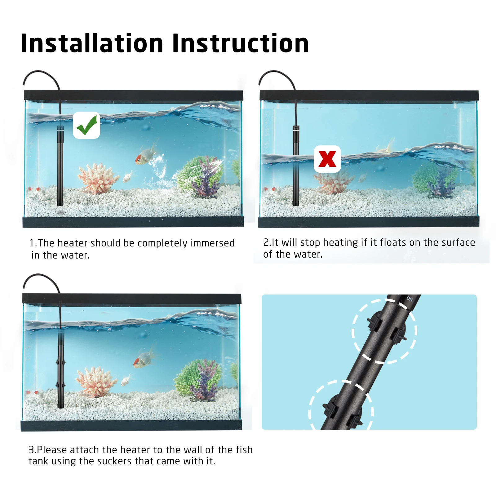 INKBIRD PLUS Titanium Aquarium Heater 100W Submersible Fish Tank Heater With Smart IC Chip Waterproof LCD Screen Saltwater Tanks