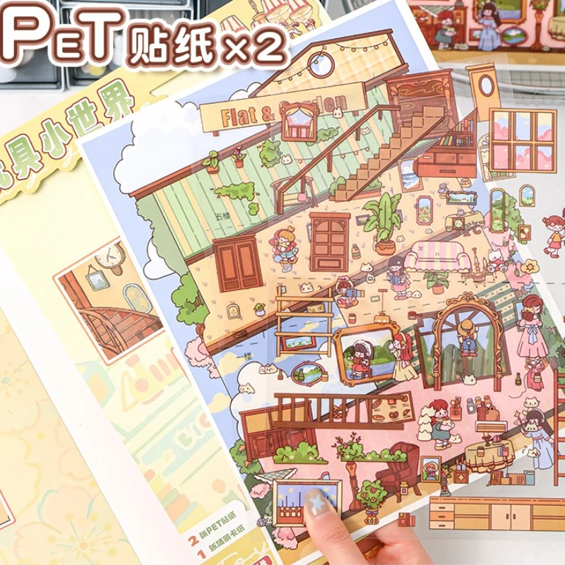 حجم كبير لطيف الكرتون غرفة تخطيط ملصق DIY ديكور المجلات أنيمي المشهد صائق التصميم الإبداعي الاطفال هدية ملصق مجموعة