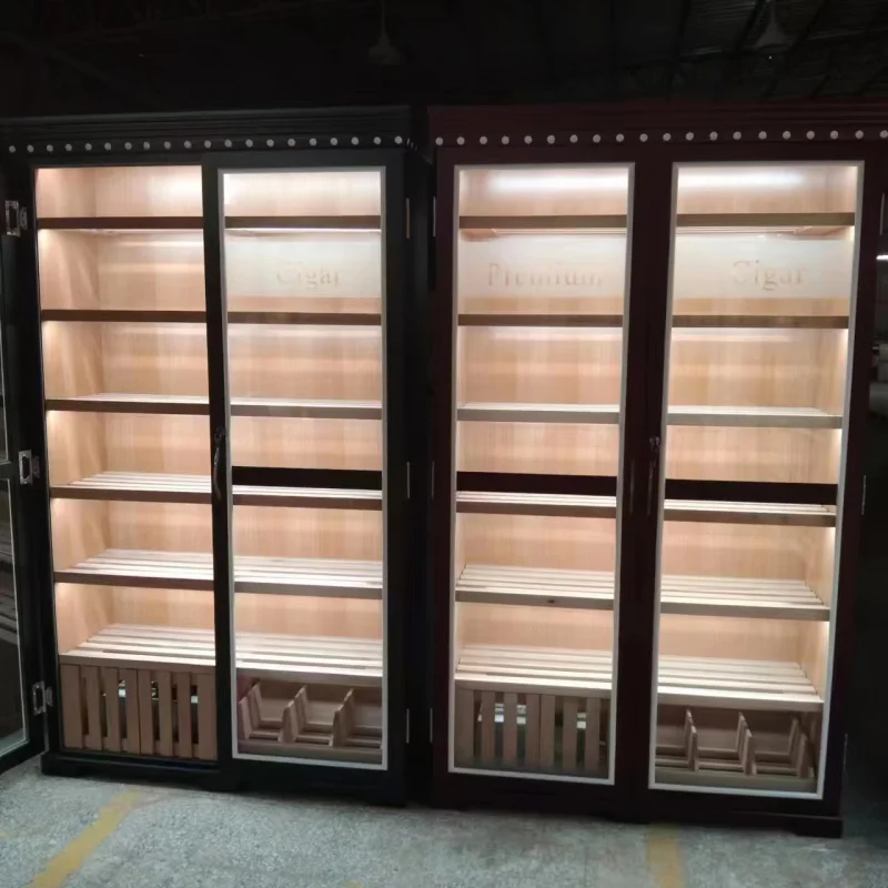 

customized.Smoke Shop Showcase 4000Ct Walk In Humidor Cherry Cigar Display With Led Lighting Cigar Room Cigar Cabinet Humid