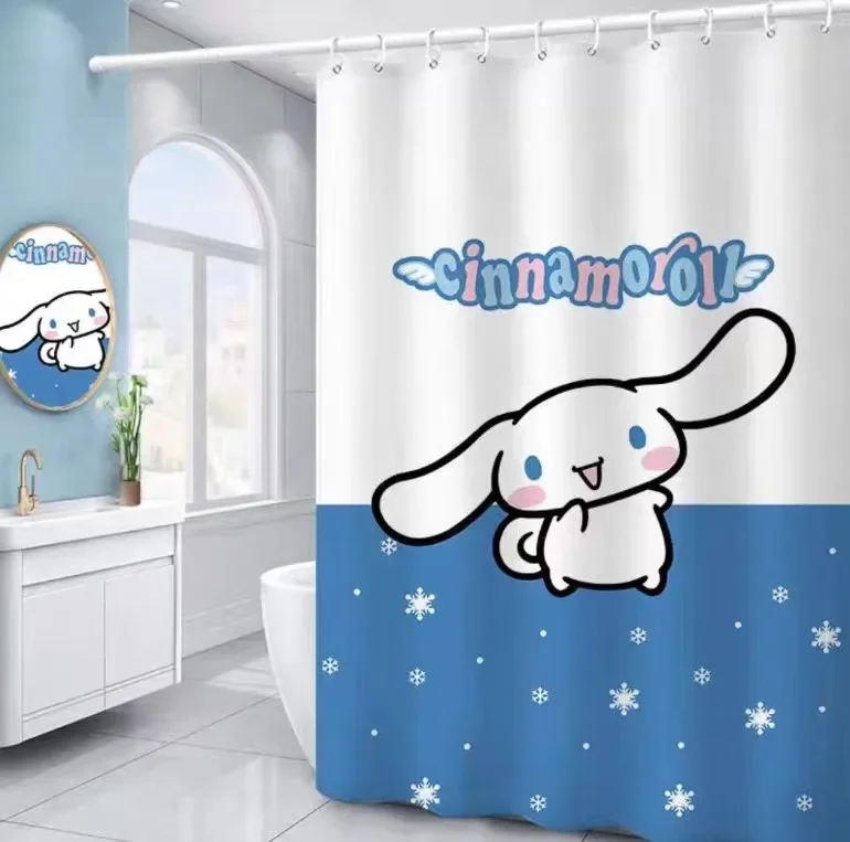 180*180cm Sanrio Cinnamoroll Anime Plush Cartoon Shower Curtains Thickened waterproof Curtain Bathroom accessories