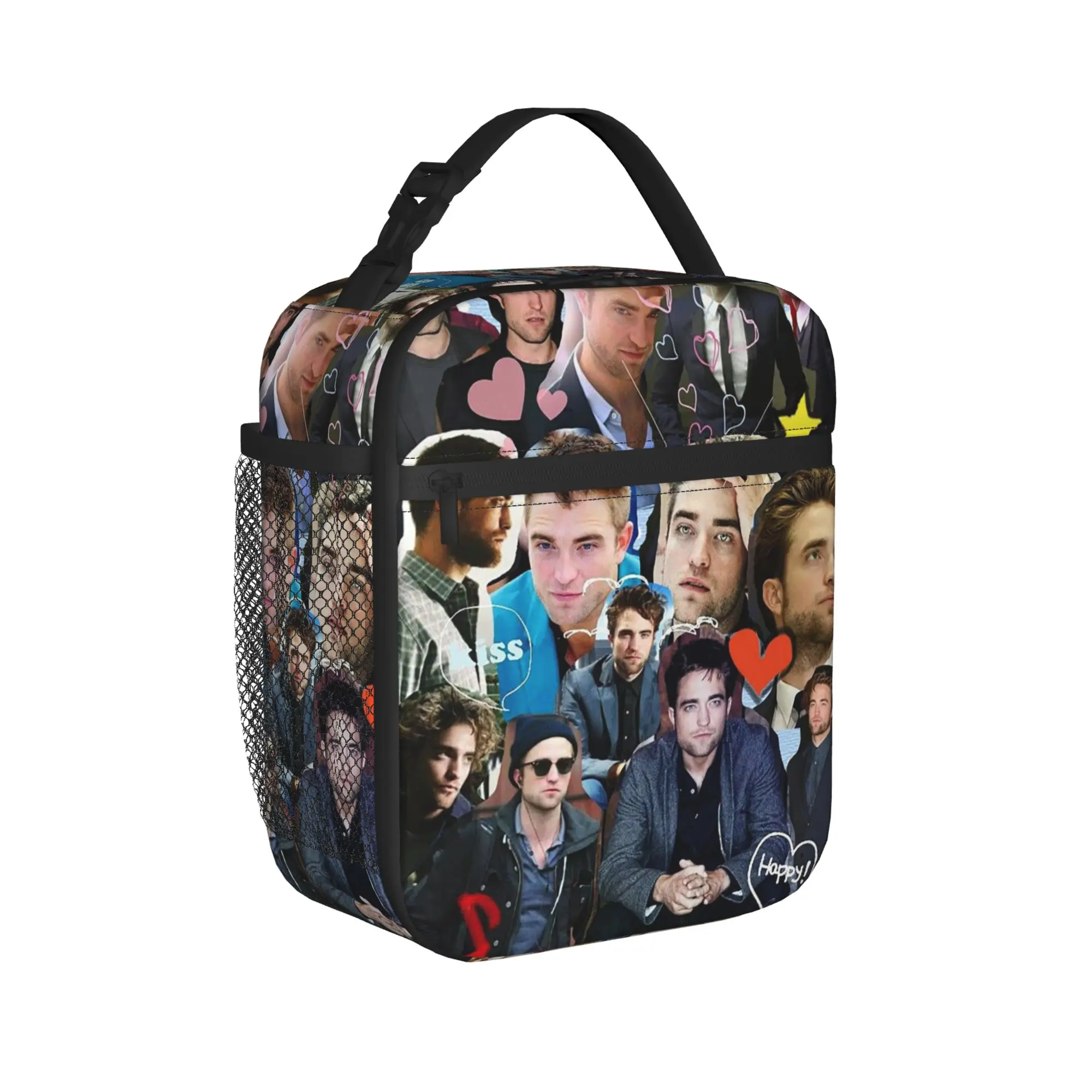 Robert Pattinson Collage Insulated Lunch Bag Cooler Bag Reusable,Lunch Container The Twilight Saga Tote Lunch Box Food Bag