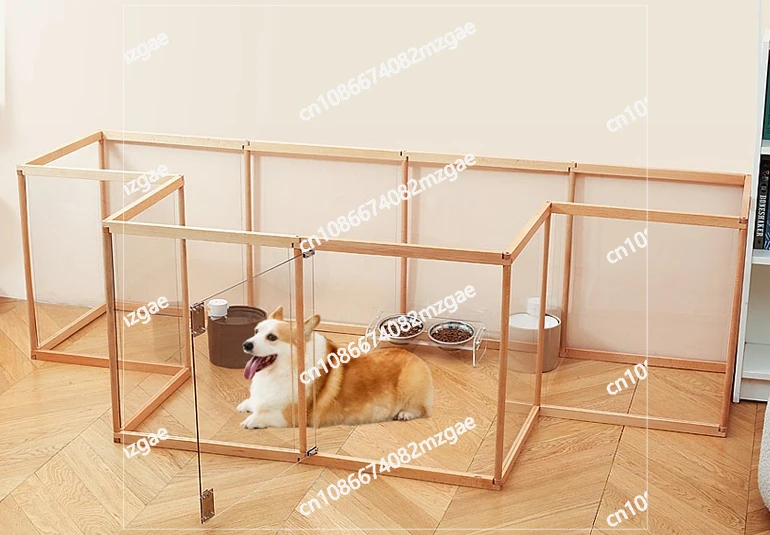Dog fence household indoor solid wood transparent free combination dog floor guardrail dog training pet fence nest