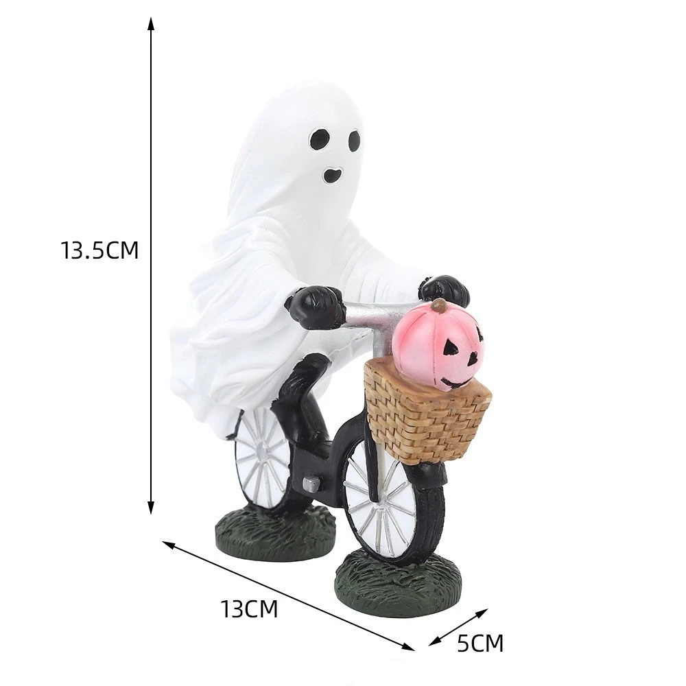 อะนิเมะนิ้วกลางน่ารัก Ghost ขี่จักรยานท่าทาง Action Figure PVC รุ่นฮาโลวีน Ghost ของเล่นตุ๊กตาเดสก์ท็อปเครื่องประดับของขวัญกล่อง