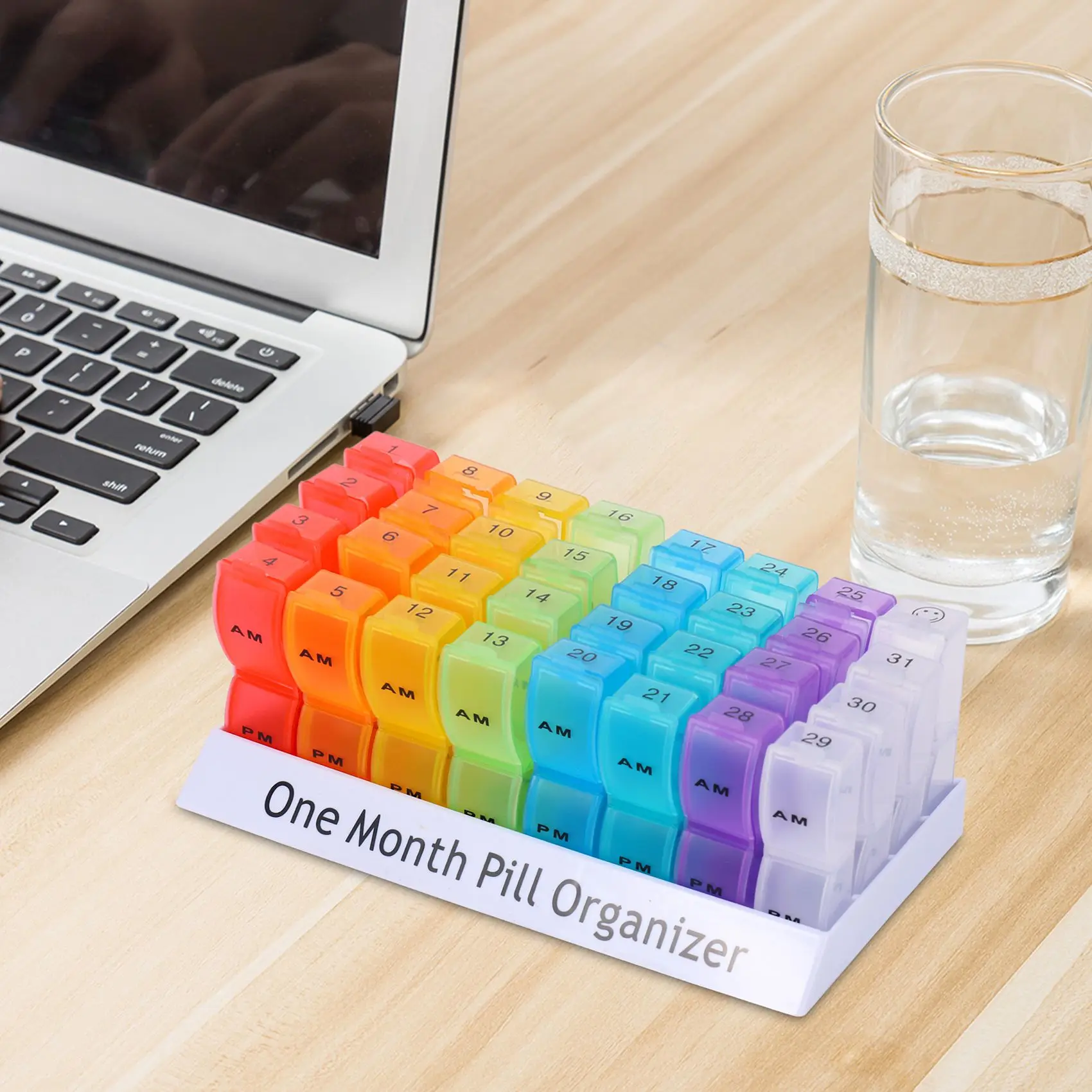 ABYA Monthly Weekly Pill Organizer Boxes-AM/PM Daily,31 Day 32 Compartments Vitamins Medicaiton Medicine Reminder