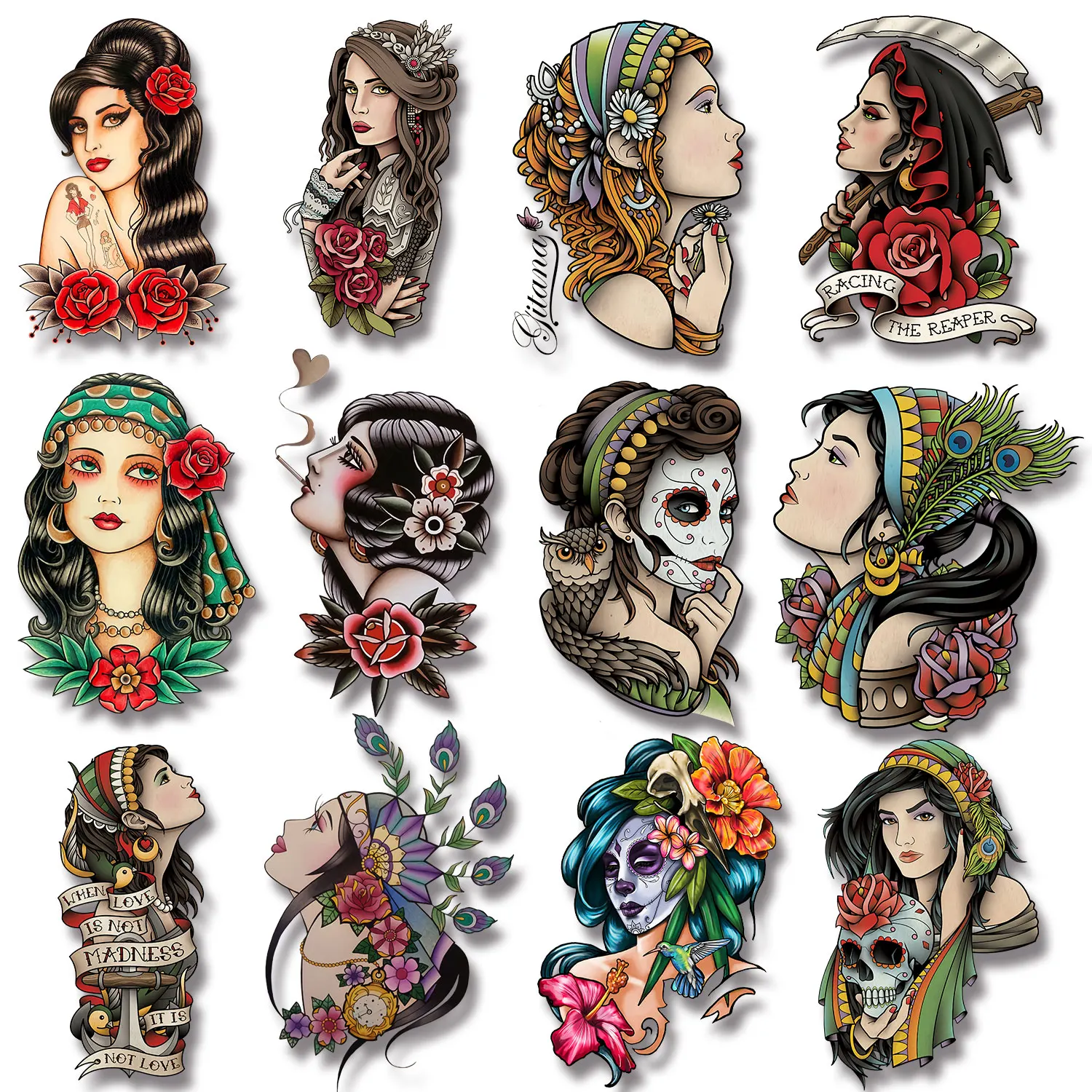 Pictures of Exotic Beauties Vintage Style Iron-on Stickers for Clothes Garment Accessories DIY Decoration