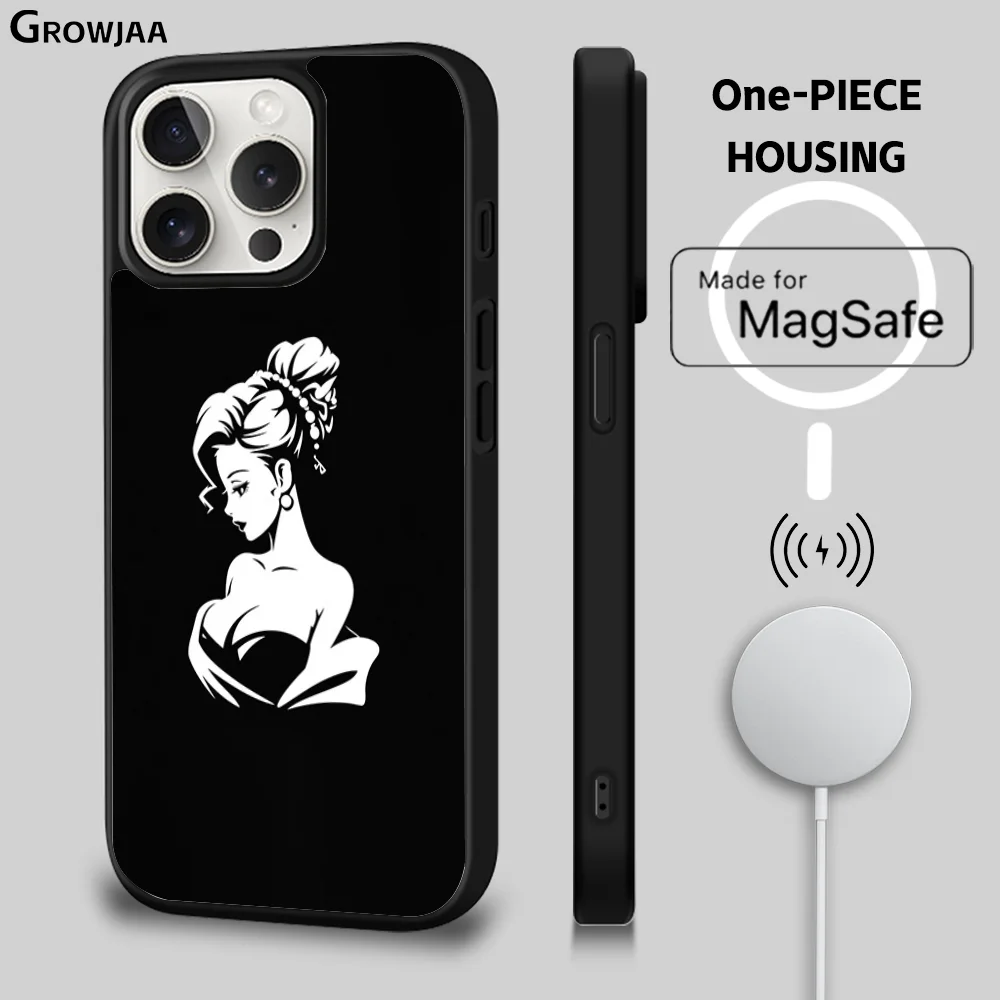 

Black Simple Sexy Women Fashion Magnetic Phone Case For iPhone 15 14 13 12 11 Pro Max Plus MIni Shockproof Wireless magnetic
