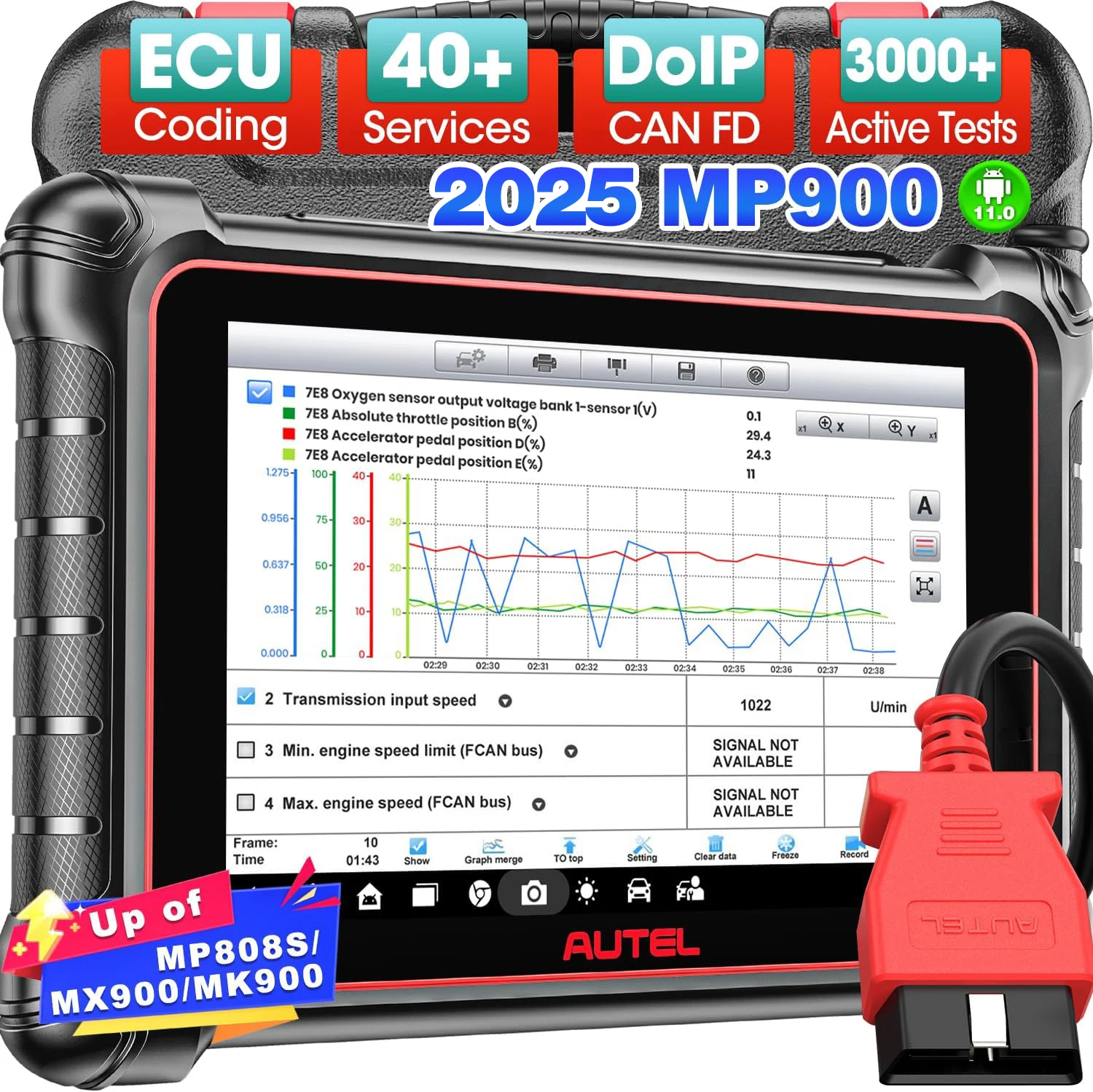 Autel MaxiPRO MP900 Car Diagnostics Tool ECU Coding Support CAN FD/DoIP Pre&Post Scan Upgraded of MP808BTPro MK900 BT MS906