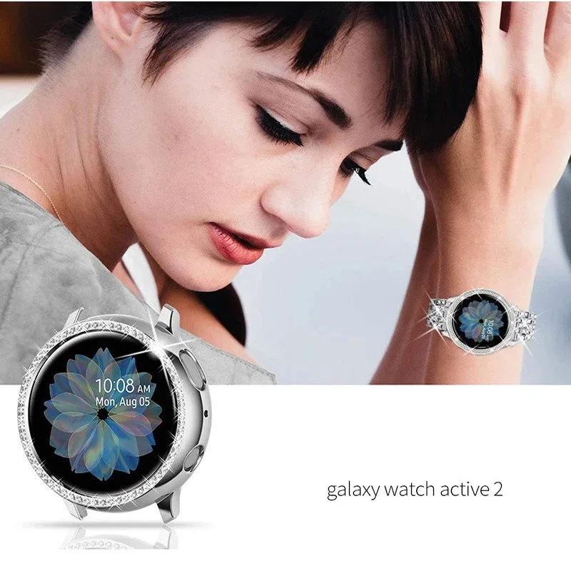 Diamonds Protective Case for Samsung Galaxy Watch 4 5 6 Active 2 40mm 44mm Galaxy Watch 3 41mm 45mm Protector Cover Bumper Shell