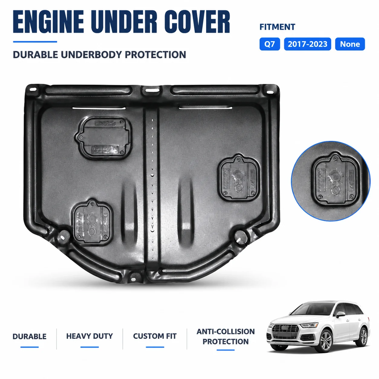 Custom Fit Skid Plate For Audi Q7 2017-2023 Heavy Duty Underbody Protection Anti Collision Design Road Debris Defense