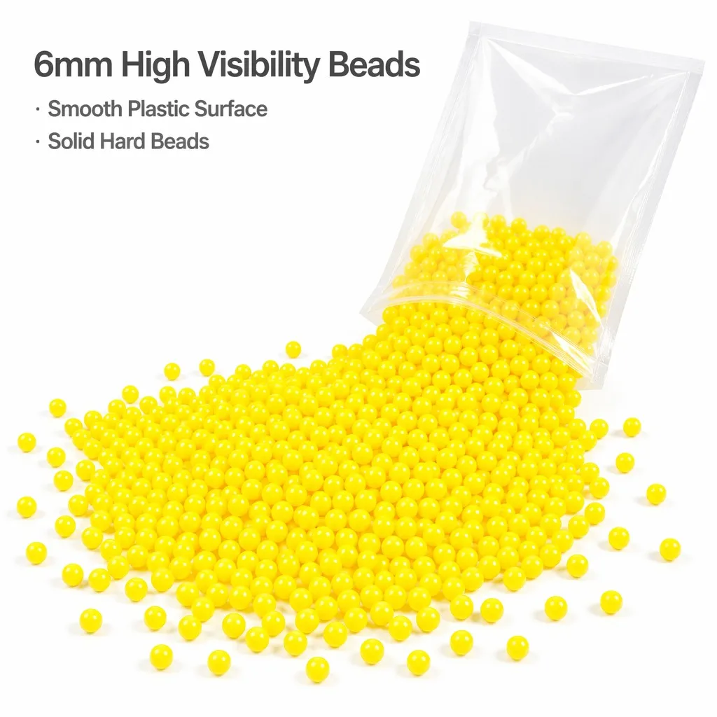 6mm Yellow BB Pellets High Precision Hard Plastic Balls 100% Solid Smooth Feeding for Toy Gun Target Practice Outdoor Games