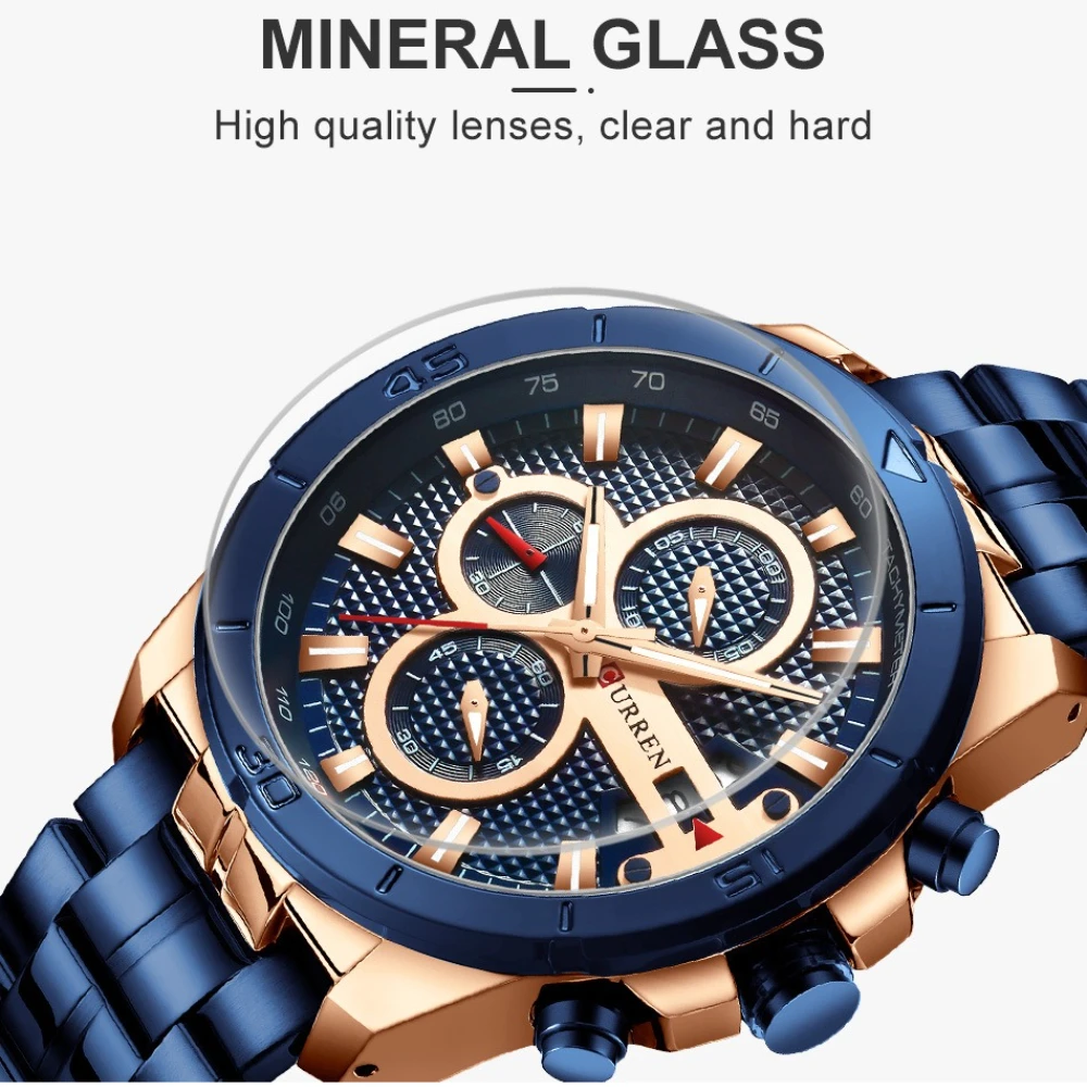 

Curren 8337 Luxury Steel Strip Watch Quartz Men's Watch Multi Functional Waterproof Calendar Luminous Chronograph Men's Watch