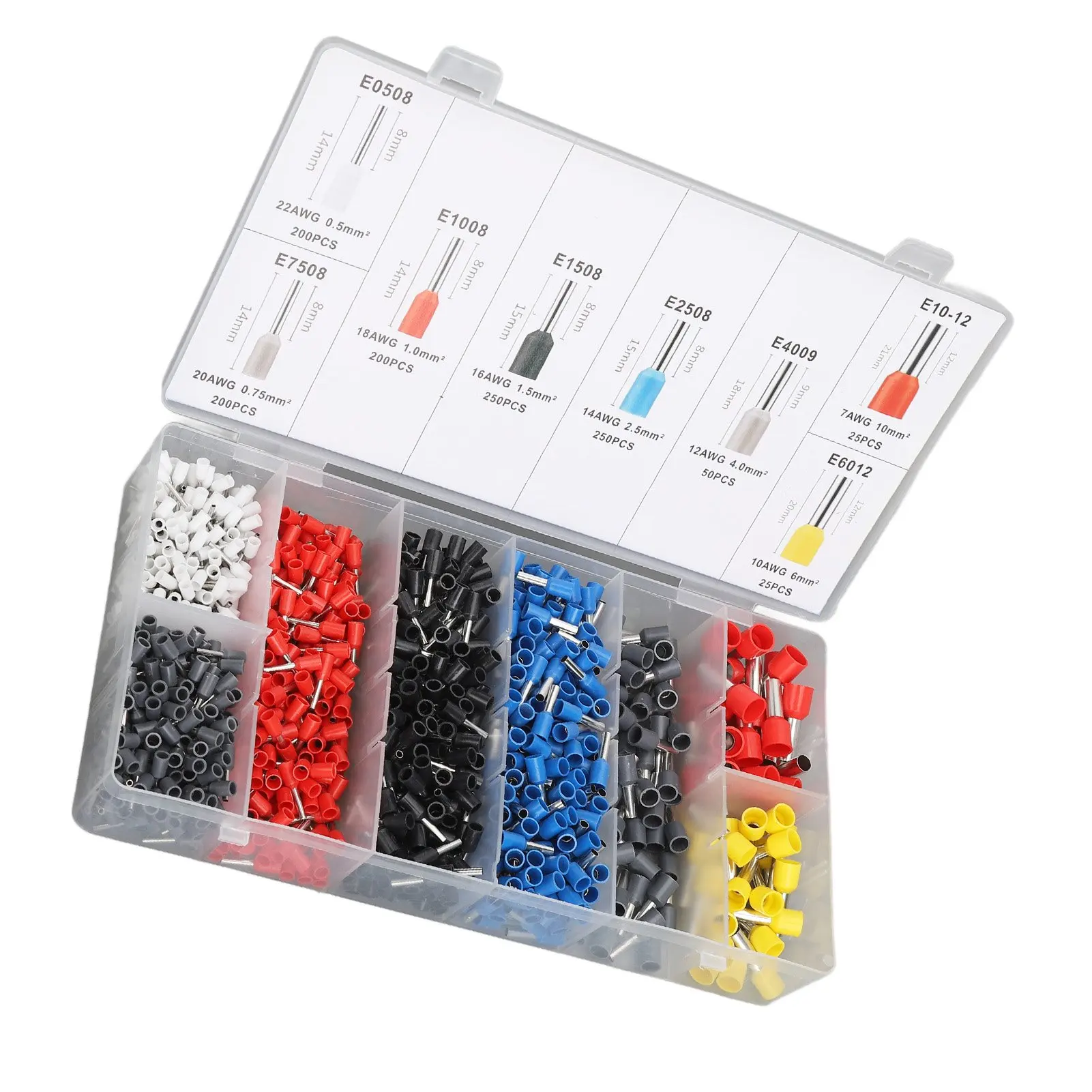 1200 Pcs Wire Crimp Terminal Assortment Kit Cold Pressed Electrical Wire Connectors for Home Automotive