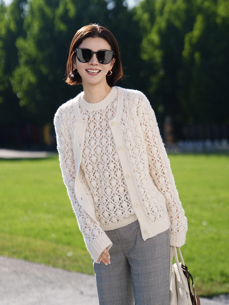 

VI Gold President "Endearing Tn" Knitted Open Cardigan Vest Set Women's Faion Ensemble Cotton Moisture ng