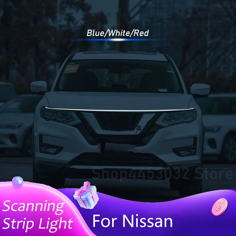 Tira de luces LED para capó de coche para Nissan kick qashqai j11 Juke 350Z Aztek luces de circulación diurna DRL accesorios de lámpara de escaneo de arranque