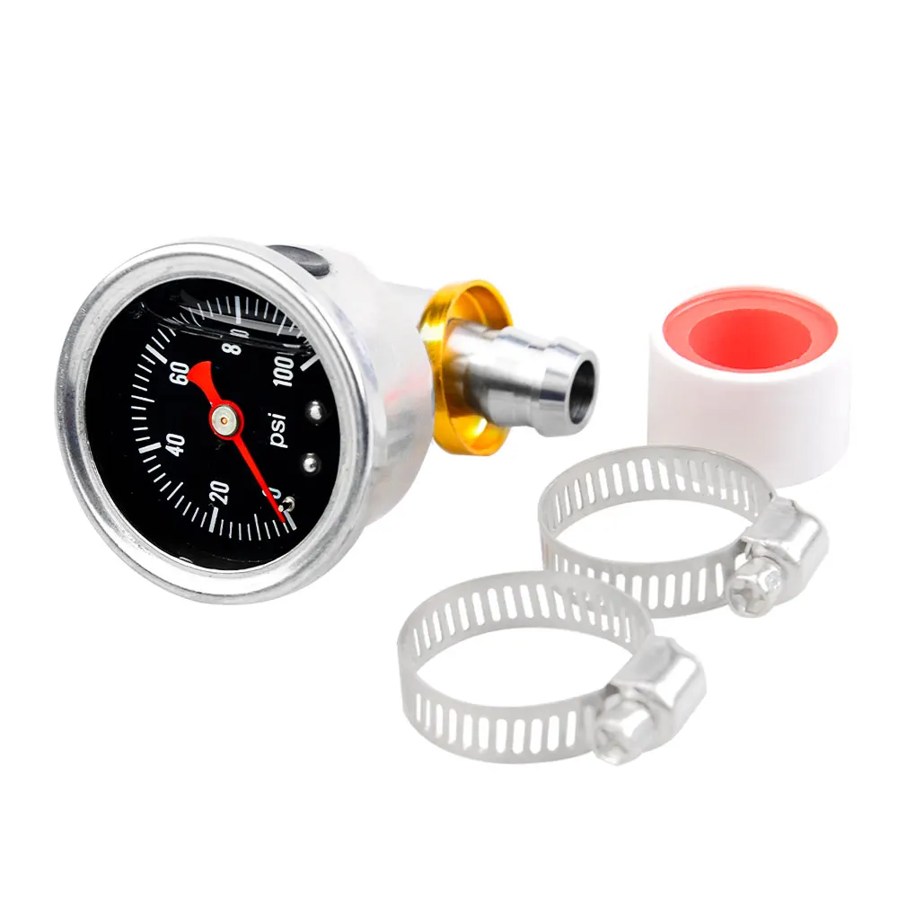 0-100 PSI Small Oil Pressure Gauge With 1/2(3/8) inch To 1/8NPT Oil Pressure Sensor Tee