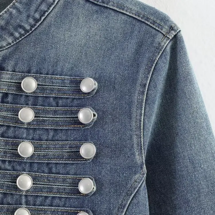 JNLEAOG Summer New Women's Fashion Jeans Jacket with Rivet Design And Hot Girl Short Pants Two Piece Set Low Waist Short Length view 3