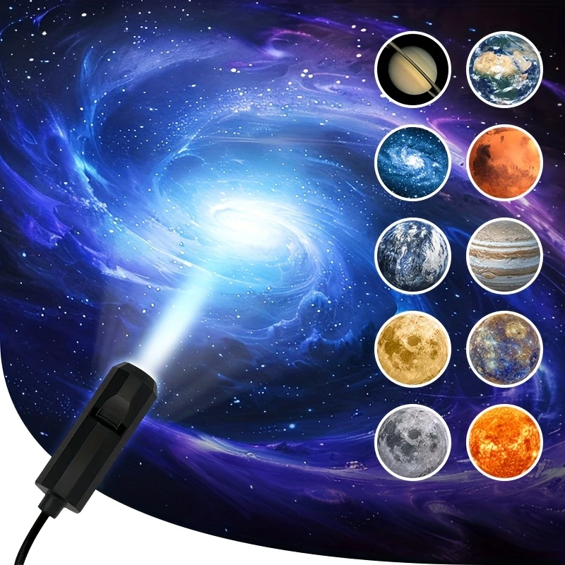 1/3/6/10 Projection Patterns LED Planet Projector Light  Rotates 360 Degrees Earth,Mercury,Mars Saturn for Gift,Room Decoration