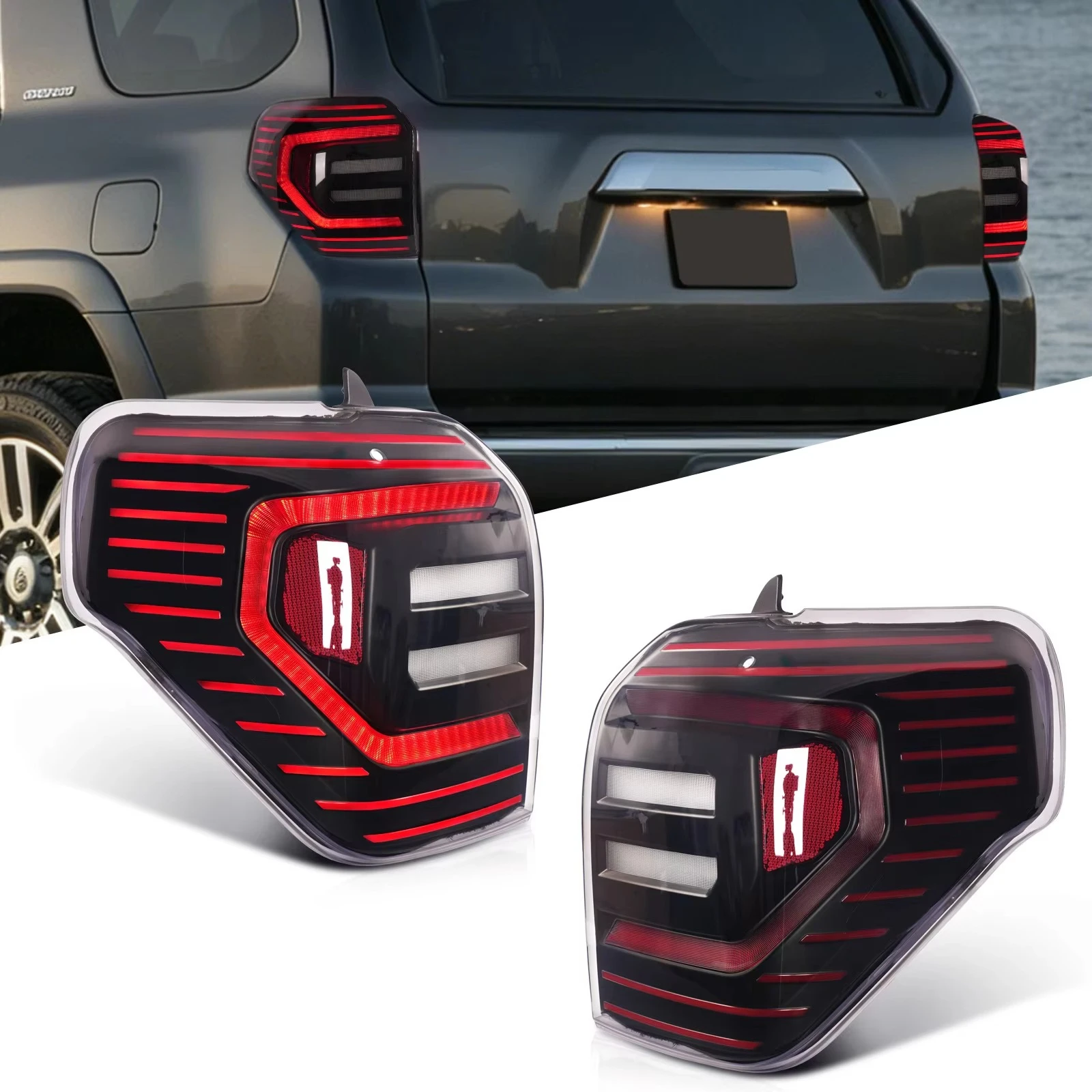 Archaic Taillight for 4Runner 2010-2024 5th Gen N280 SR5 GRN280L LED Tail Lights Rear Tail Lamp Auto Parts Pro A Pair