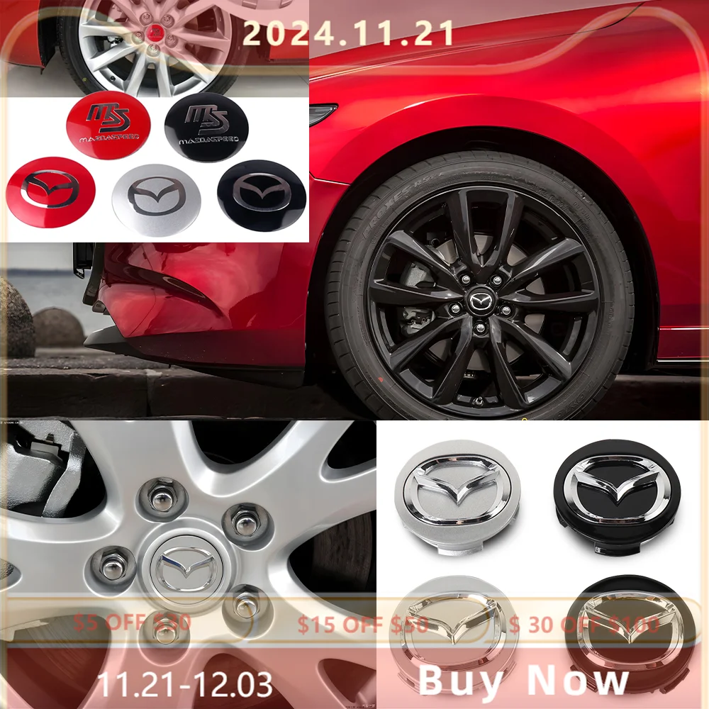 For Mazda 6 Speed MS RX8 MX3 MX5 Axela Atenza CX-3 CX-4 CX-5 CX-8 Car 56mm Metal Car Tyre Steering Wheel Center Hub Cap Sticker