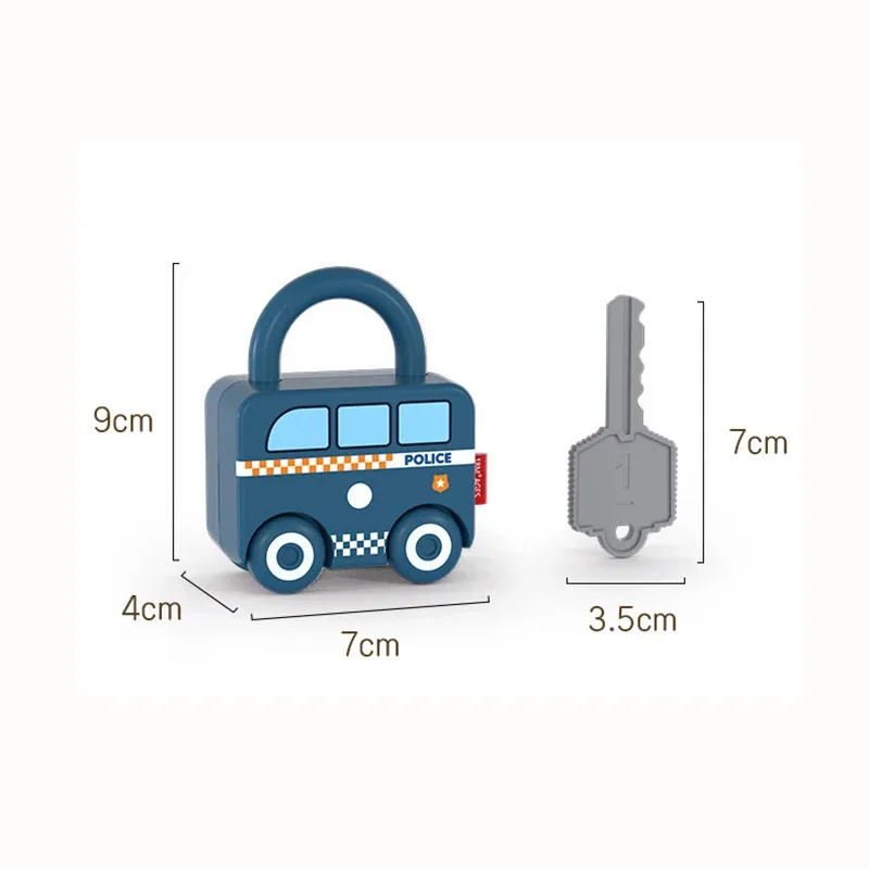 لعبة قفل متطابقة على شكل سيارة تعليمية مع مفتاح للأطفال - لعبة فتح مشبك إدراك التنمية الفكرية