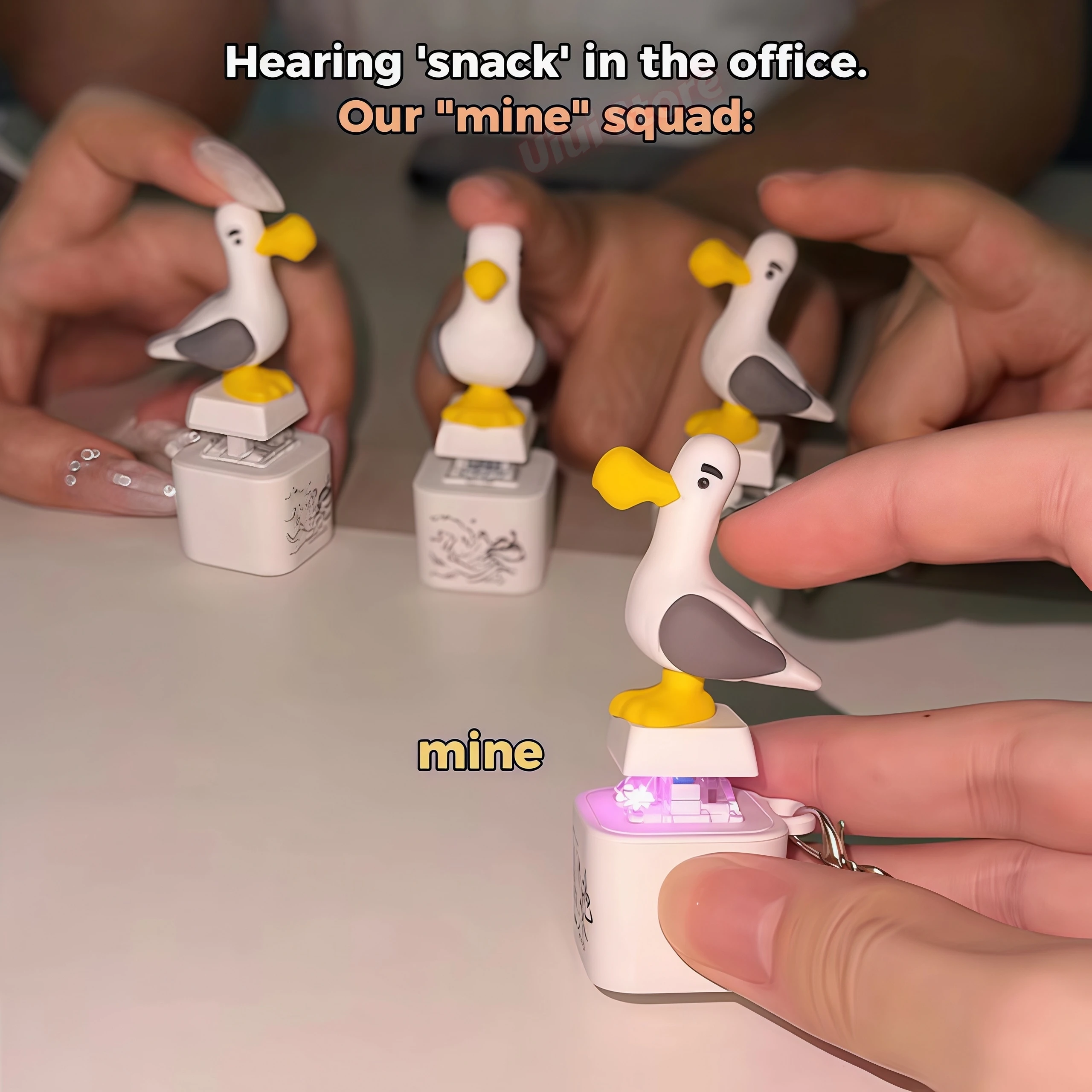 Funny Mine Bird Voice Keys Pendant Keyboard Decompression Sound Little Seagull Creative Keychain Keyrings Office Birthday Party - view 5