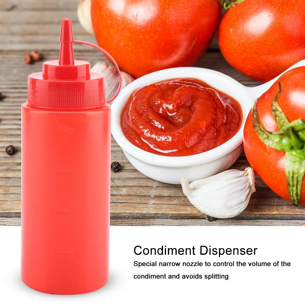 460ml 10pcs / Set Plastic Condiment Dispenser for Sauce Oil Cream Vineger (Red)