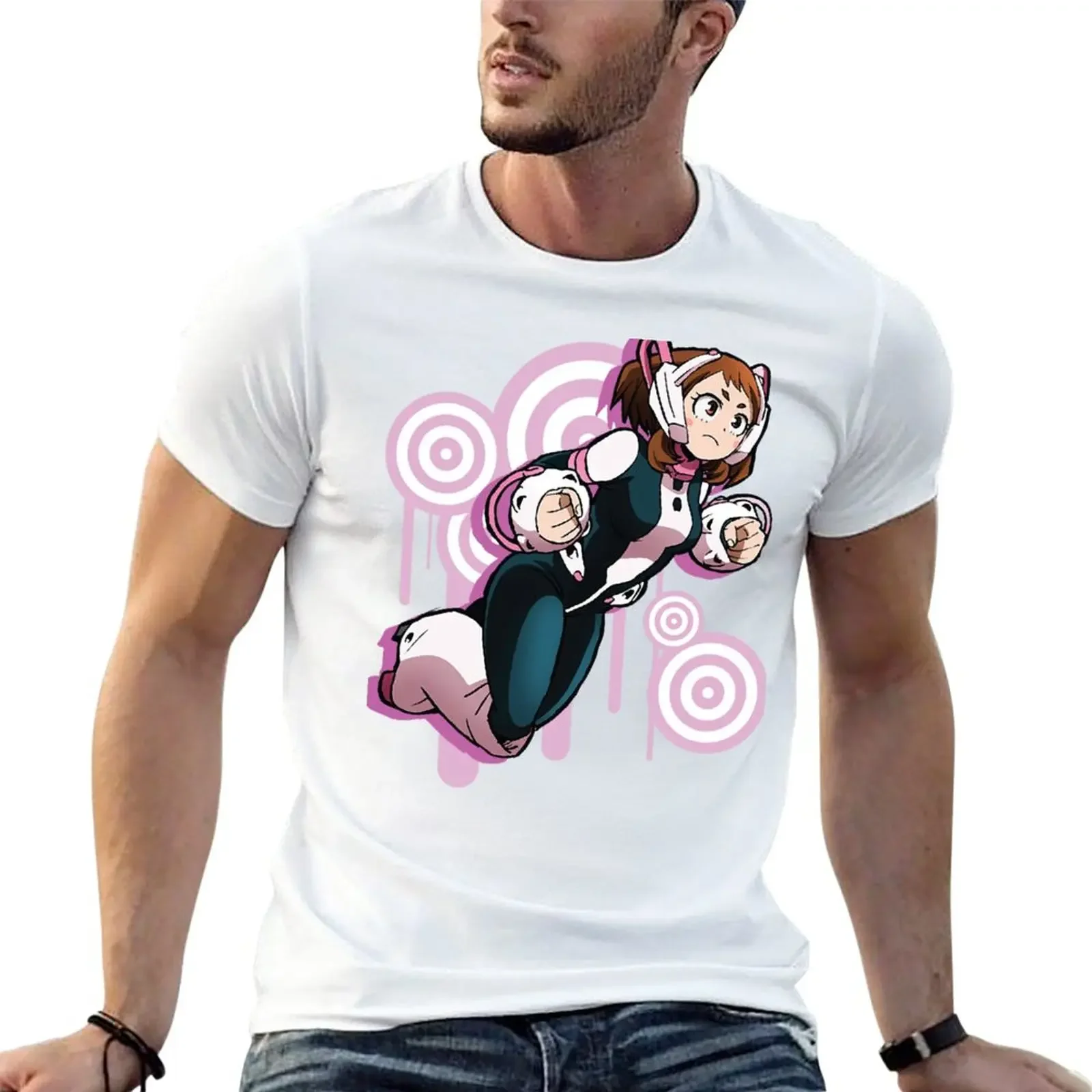 New BNHA Uraraka Ochaco T-Shirt kawaii clothes quk drying t-shirt mens clothes graph men clothing Short Sleeve harajuku