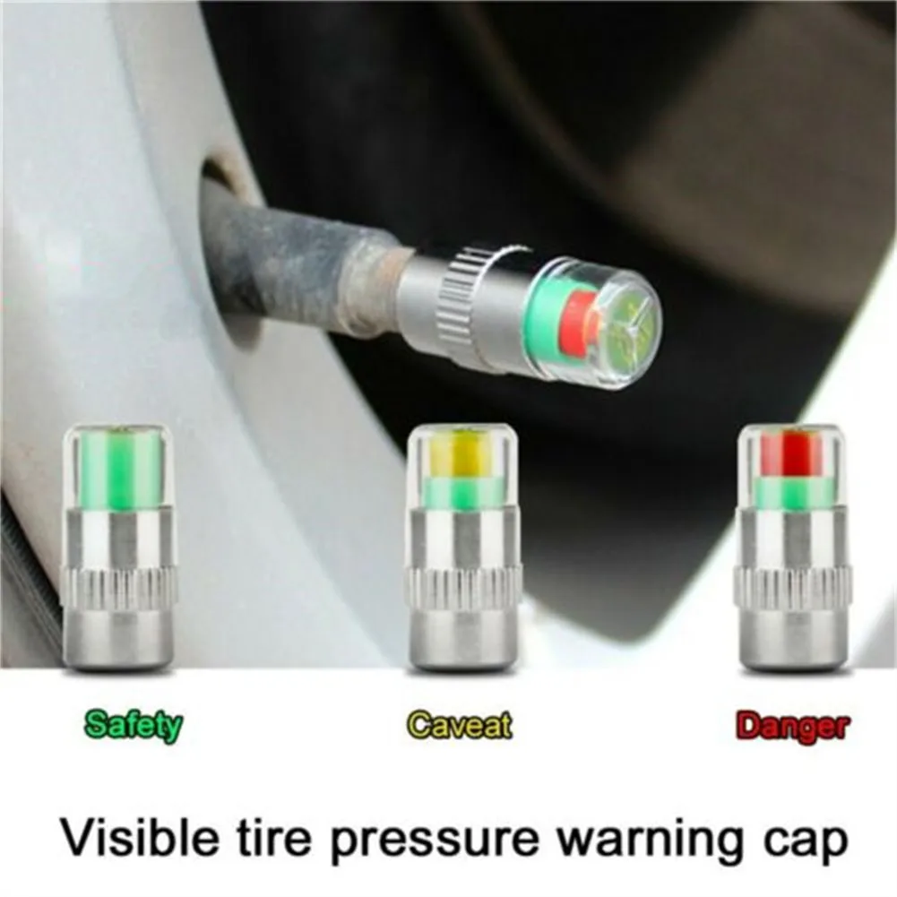 

Tire Pressure Indicator Valve Silver Tire Pressur W/ Sensor Indicator W/Sensor Indicator 3 Color Monitor Monitor System Cap