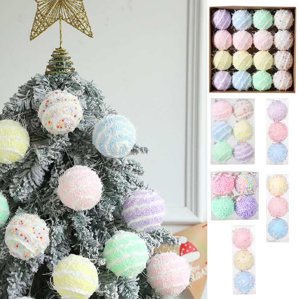 

1 комплект рождественских украшений Macaron, красочные блестящие пенопластовые рождественские шары, подвесные подвески на рождественскую елку, новогодний домашний декор Navidad