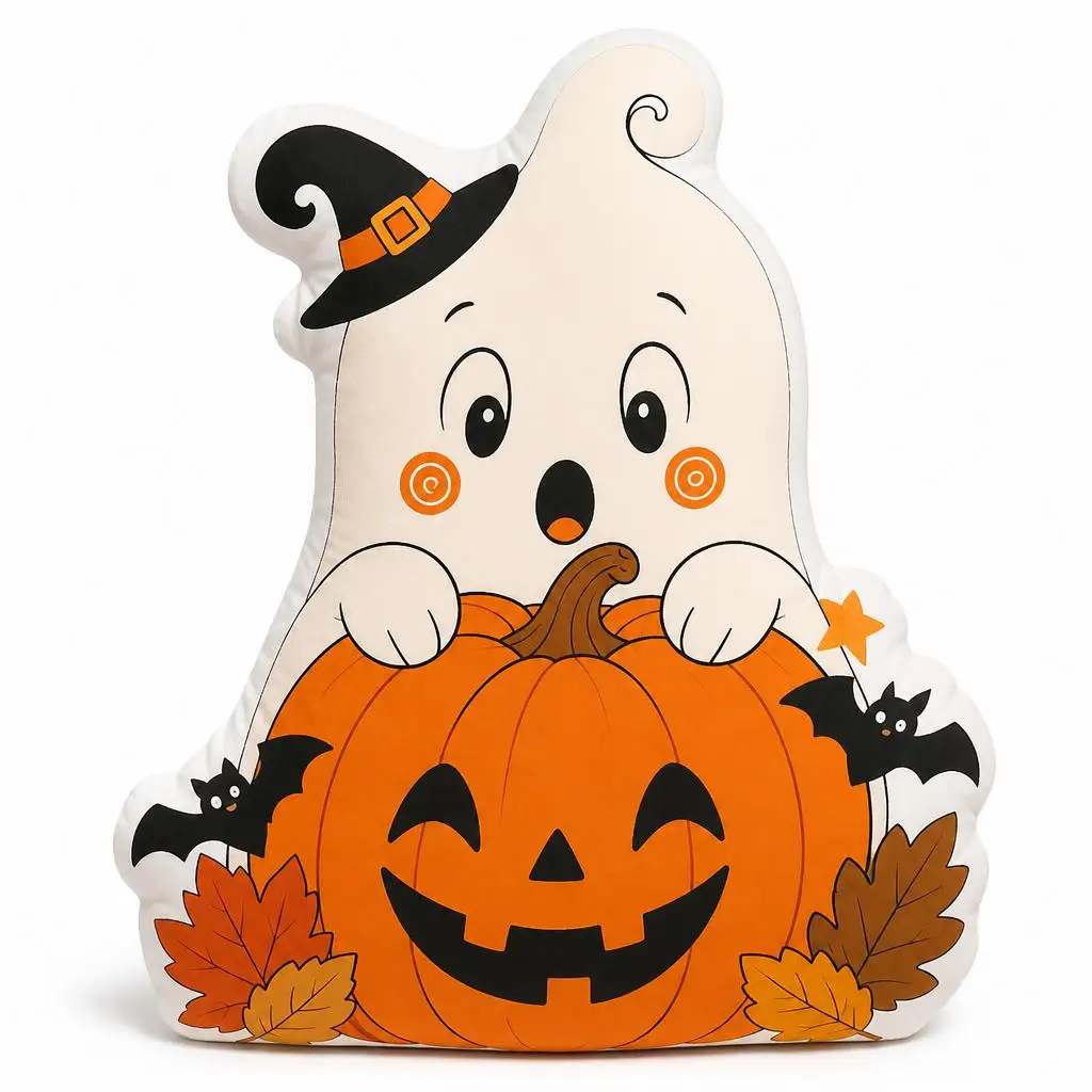 Halloween Ghost Pumpkin Witch Bats Jackolantern Spooky Fall Plush Pillow Cushion Stuffed Throw Pillow Home Decor Gift Sofa Bed