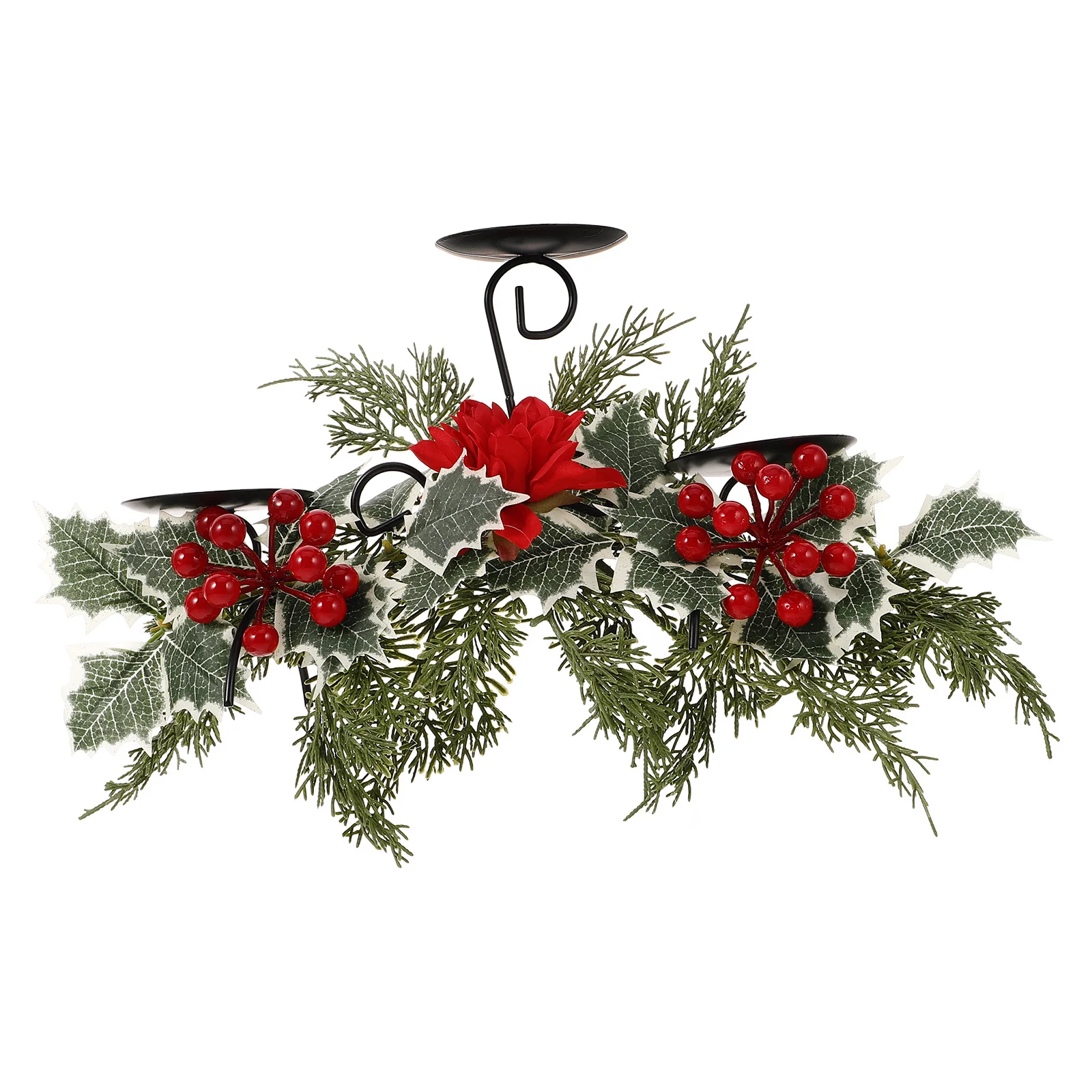 

Christmas Holder Poinsettia Design Vintage Iron Tabletop Decor For Home Wedding Party Centerpiece