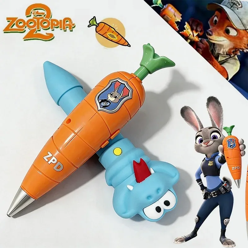    Stylo tendance Disney Zootopia 2 Judy Carrot 2-en-1 avec enregistreur vocal et stylo à sérum de venin de serpent Gary, accessoire de film, cadeau, jouet