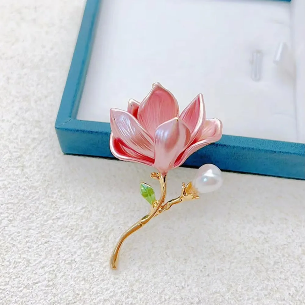 Alloy Magnolia Flower Brooch Flowers Badge Elegant Brooch Pins Clothing Bags Accessories Jewelry Gifts Fashion Pin