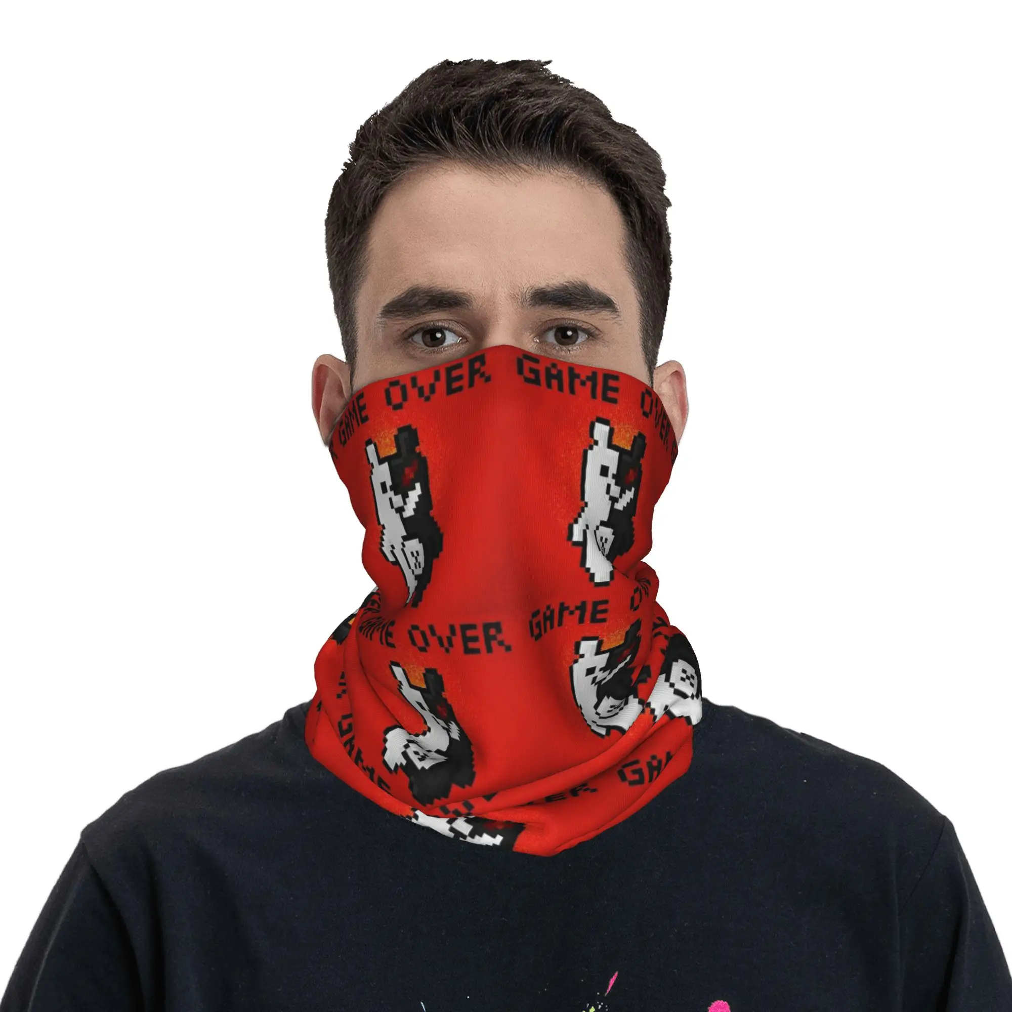 Danganronpa أنيمي باندانا غطاء الرقبة المطبوعة الوجه وشاح متعدد الاستخدام أغطية الرأس المشي لمسافات طويلة الصيد للجنسين الكبار