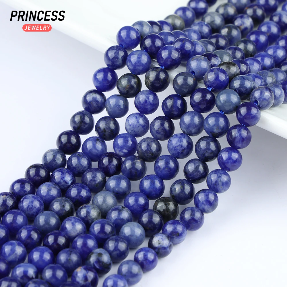 A+ Natural Blue Sodalite Blue Vein Stone Loose Beads for Jewelry Making  Bracelet Wholesale Stone Beads DIY Accessories 6-12mm