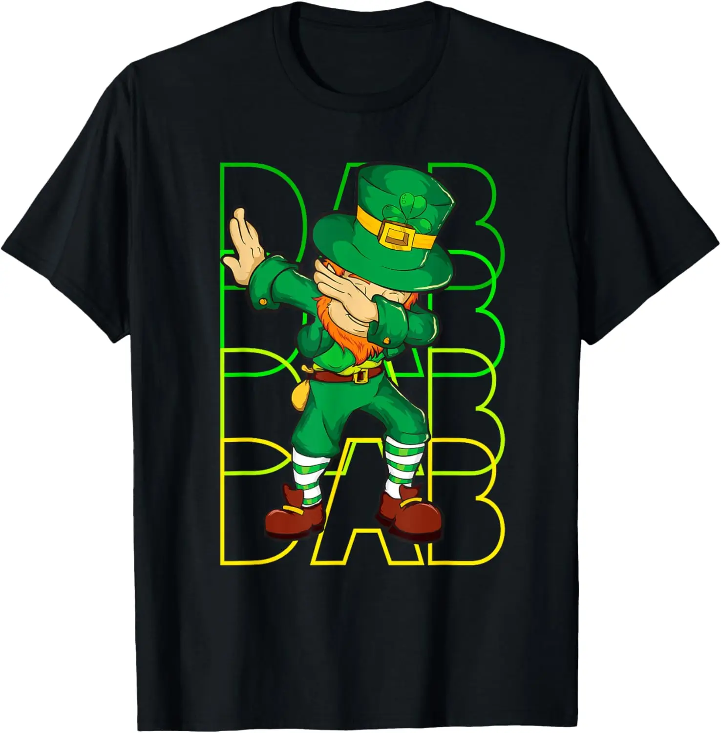 

Dabbing Leprechaun St Patrick Day Graphic Tee Men Casual Cotton Short Sleeve T-Shirt
