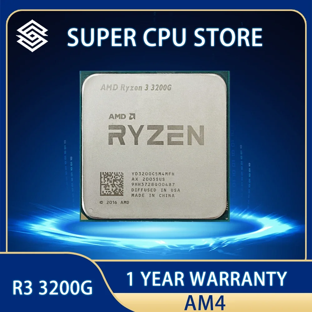 

AMD Ryzen 3 3200G R3 3200G Processor L3=4M YD3200C5M4MFH 3.6 GHz Quad-Core Quad-Thread 65W CPU Socket AM4