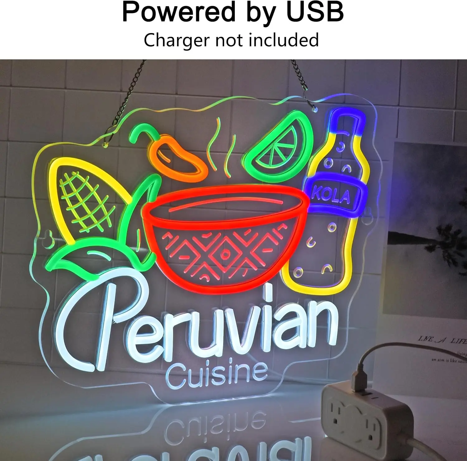 Peruvian Cuisine LED Neon Sign USB Latin American Restaurant Themed Neon Light Bar Food Truck Opening Business Decor Lamp