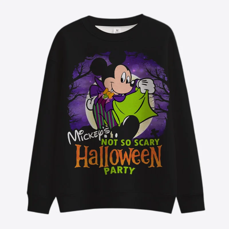 2024 Fashion Street New Mickey Minnie Horror Halloween Cartoon Round Neck Casual Sweater Women's Pullover Long Sleeve Top y2k