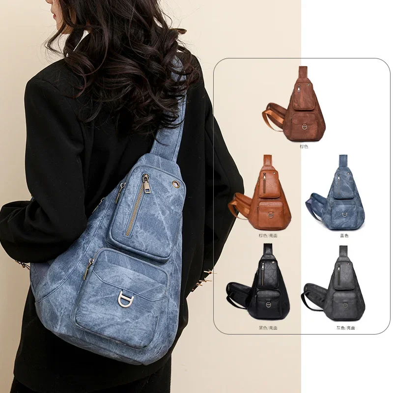 Stylish Pu Leather Crossbody Bag for Women Casual Travel with Large Capacity and Multiple Zipper Pockets