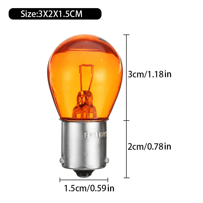 10pcs/Set 1156 BAU15S PY21W Car Indicator Light Brake Reverse Lamp Parking Light Amber Yellow Halogen Lamp DC 12V LED Bulbs