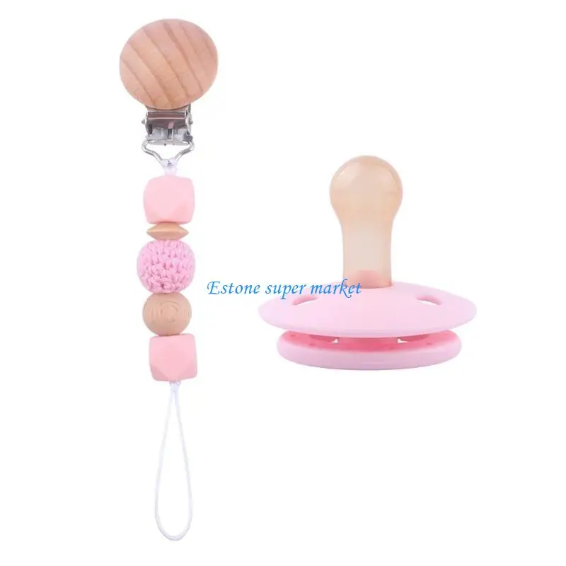 

090B BPA Silicone Baby Nipple with Pacifier Chain Clip Pacifier Nursing Teether