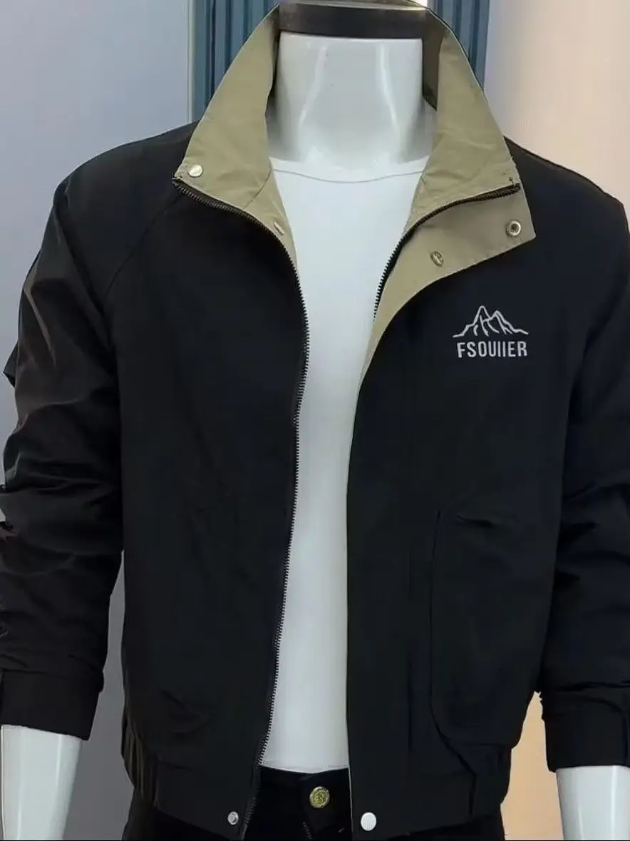 ملابس خارجية ضيقة للرجال من Jaet ذات ياقة واقفة كاجوال قابلة للتنفس مطبوعة ملونة للشباب ملابس خارجية طويلة Sve Stand Edi... #1