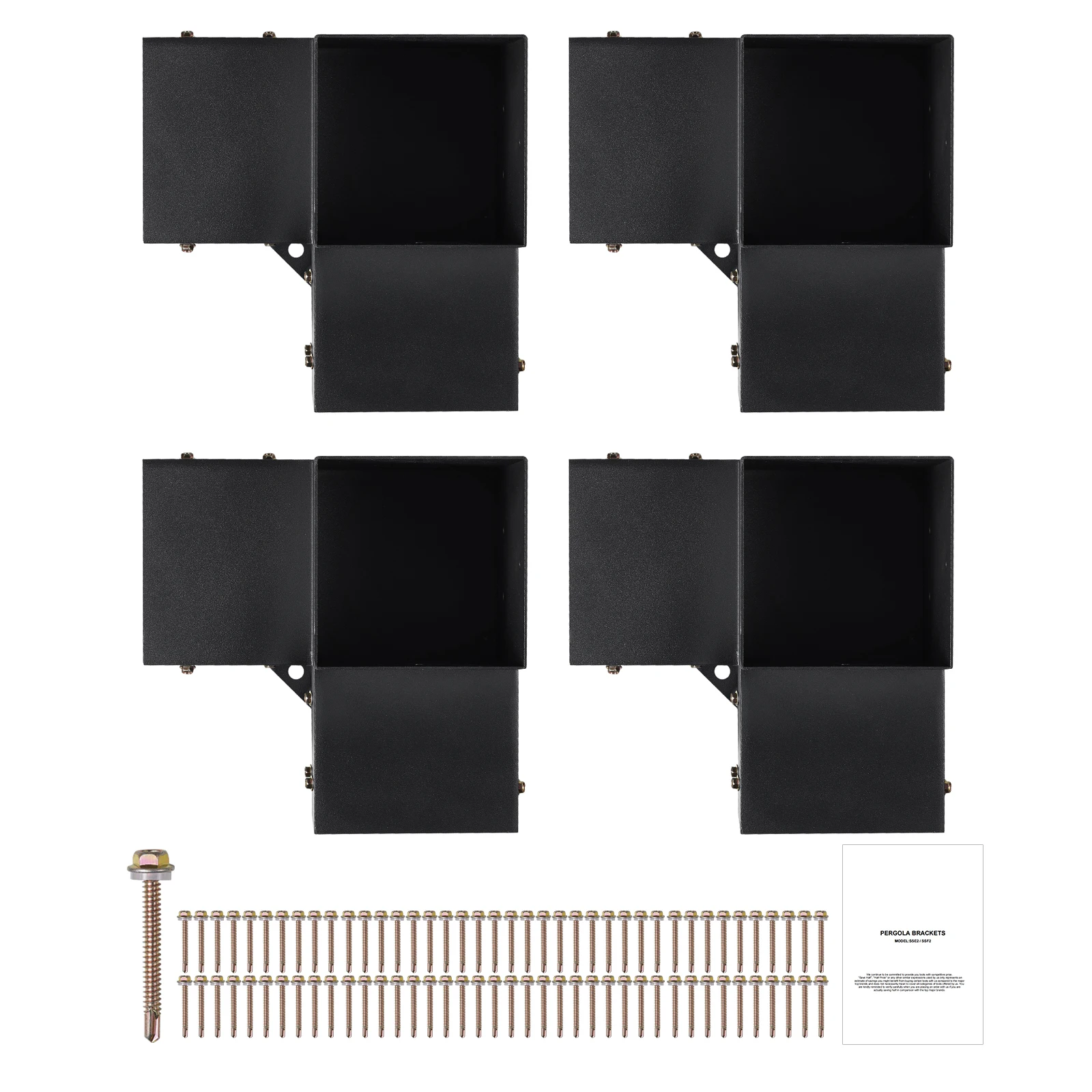 SucceBuy Pergola Bracket Kit 6inchx6inch 4pcs 3 Way Easy Installation For Gazebos Patio Pergolas Log Cabin Outdoor Hardware