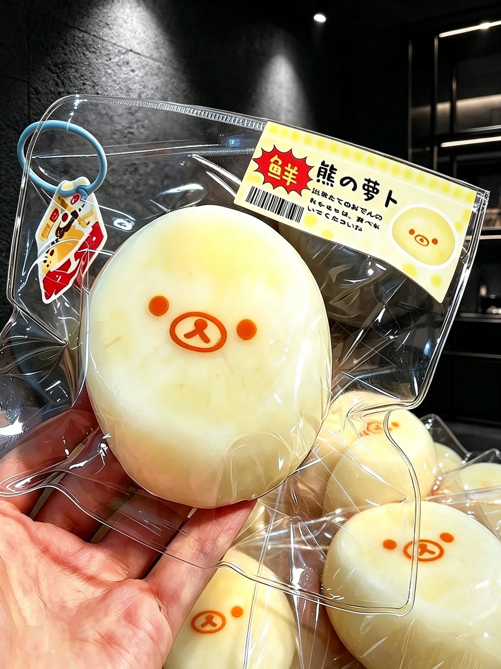 Kawaii Rilakkuma Round Bear Squishies Slow Rising Silicone Squeeze Toy Portable Keychain Stress Relief Fidget Toy Cute Gift.