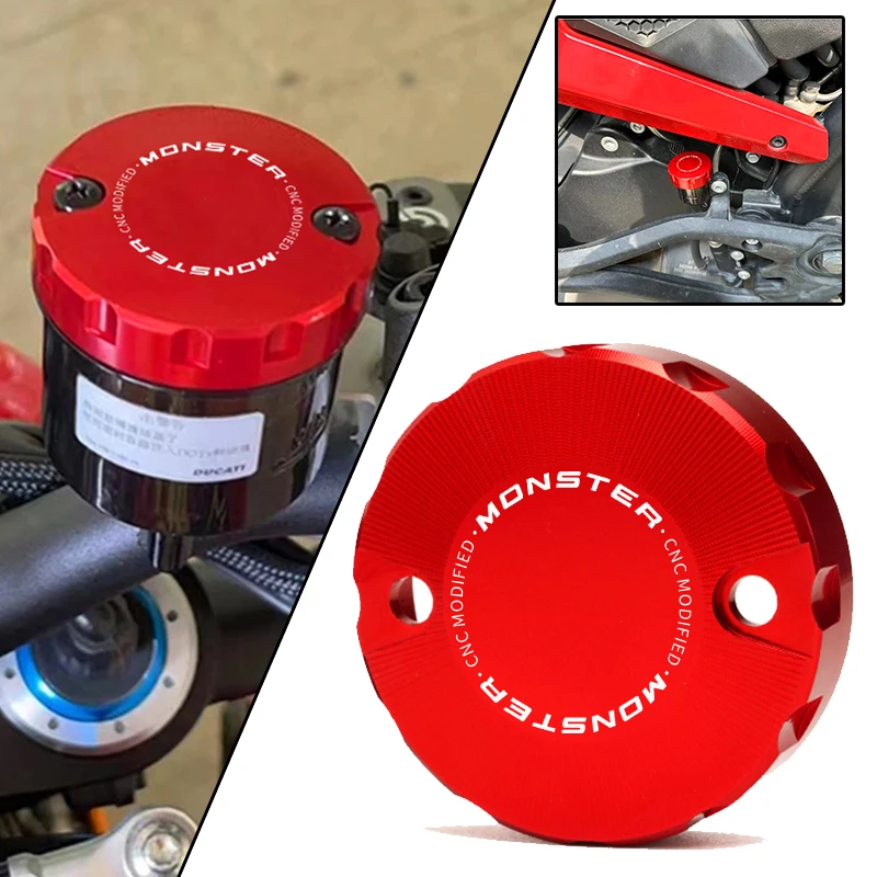 For DUCATI MONSTER 950 821 797 1100 evo 1200 1200s Motorcycle Aluminum Front Brake Clutch Rear Brake Fluid Reservoir Cover Cap